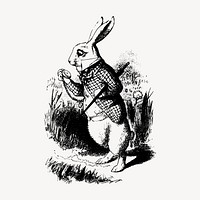 White Rabbit clipart, Alice In Wonderland character illustration vector. Free public domain CC0 image.