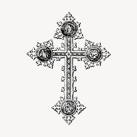 Ethiopian cross clipart, vintage religious illustration vector. Free public domain CC0 image.