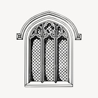 Church window clipart, vintage architecture illustration vector. Free public domain CC0 image.