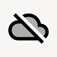 Cloud off icon for apps & websites, two tone gray psd graphic