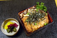 Free Japanese pork katsu donburi image, public domain food CC0 photo.