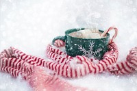 Free hot drink in snow photo, public domain drink CC0 image.