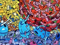 Urban graffiti, colorful street art. Location unknown - 03/11/2017