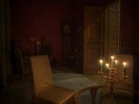 Free candle light in dark room image, public domain house CC0 photo.