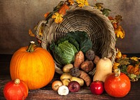 Free basket of fall vegetables image, public domain CC0 photo.