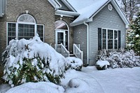 Free suburban house during winter photo, public domain building CC0 image.