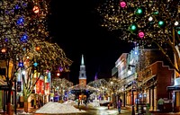 Free Christmas town image, public domain winter CC0 photo.