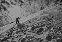 Free person hiking in snow mountain photo, public domain sport CC0 image.
