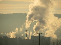 Free factory pollution image, public domain global warming CC0 photo.