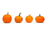 Free five orange pumpkins in a row photo, public domain CC0 image.