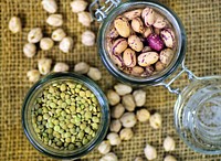 Free top view of beans and seeds in jar image, public domain CC0 photo.