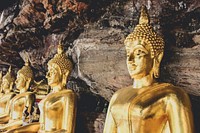 Free gold monk statues image, public domain CC0 photo.