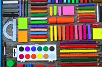 Free colorful art equipment background, public domain CC0 photo.