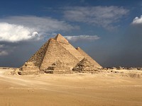 Free pyramid, desert image, public domain landscape CC0 photo.