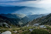 Free sun shinning on mountains image, public domain landscape CC0 photo.