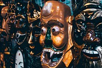 Wall of masks, free public domain CC0 photo