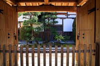Wooden entrance, fence, door photo, free public domain CC0 image.