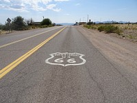 Free historic US 66 sign on road image, public domain CC0 photo. 