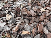 Pile of wood chips close up image, public domain CC0 photo.