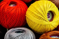 Free colorful crochet thread balls photo, public domain CC0 image.