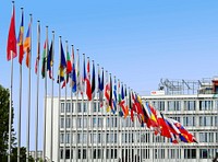 Free national flags line up image, public domain European Union CC0 photo.