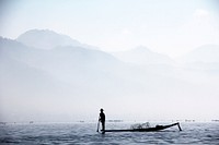 Free fisherman on boat at Inle Lake, Myanmar image, public domain CC0 photo.
