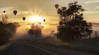 Free hot air balloon at dawn image, public domain travel CC0 photo.