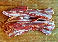 Bacon slices. Free public domain CC0 photo.