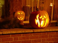 Free carved jack o lanterns image, public domain Halloween CC0 photo.