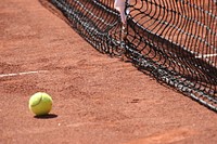 Free tennis ball on court photo, public domain sport CC0 image.