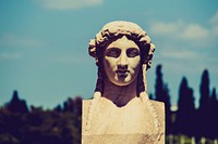 Greek statue in Athens, free public domain CC0 image.