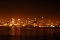 Urban cityscape night view photo, free public domain CC0 image.