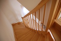 Free wooden staircase image, public domain interior design CC0 photo.