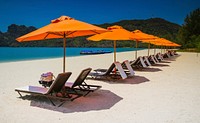 Tropical beach, relaxing, summer scenery photo, free public domain CC0 image.