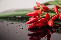 Free closeup on fresh red chilies image, public domain food CC0 photo