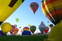 Free colorful hot air balloon image, public domain travel CC0 photo.