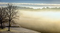 Overlooking foggy mountain, free public domain CC0 photo