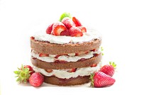 Free strawberry layer cake image, public domain dessert CC0 photo.