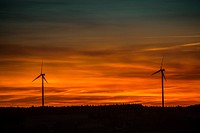 Wind mills silhouette, free public domain CC0 photo
