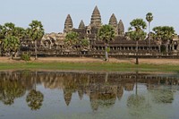 Ancient temple by the lake photo, free public domain CC0 image.