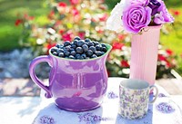 Free blueberries & purple rose image, public domain food CC0 photo.
