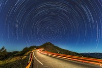 Free road, spiral sky photo, public domain nature CC0 image.