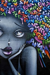 Creative woman graffiti street art. Location unknown - 03/01/2017