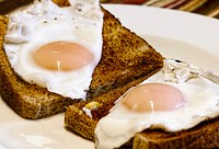 Free fried egg on toast bread image, public domain food CC0 photo.