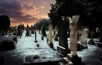 Free graveyard at night photo, public domain tomb CC0 image.