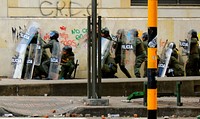 Police at Bogota riots, Colombia - 03/05 2017