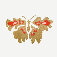 Brown butterfly, Japanese art, vintage illustration