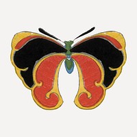 Colorful Japanese moth collage element, vintage illustration vector