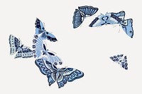 Butterfly collage element, Japanese woodblock print clip art vector