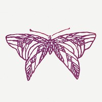 Japanese art, butterfly illustration, purple design